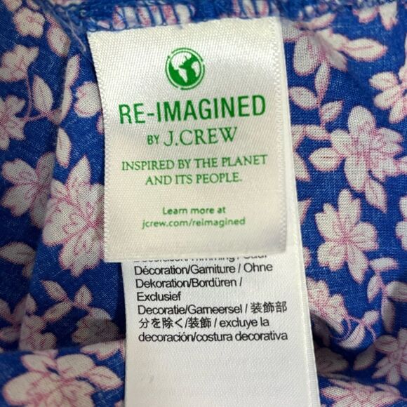 J Crew Cobalt Blue Pink Ditzy Cottagecore Romantic Sweet Long Sleeve Blouse XS - Picture 10 of 13